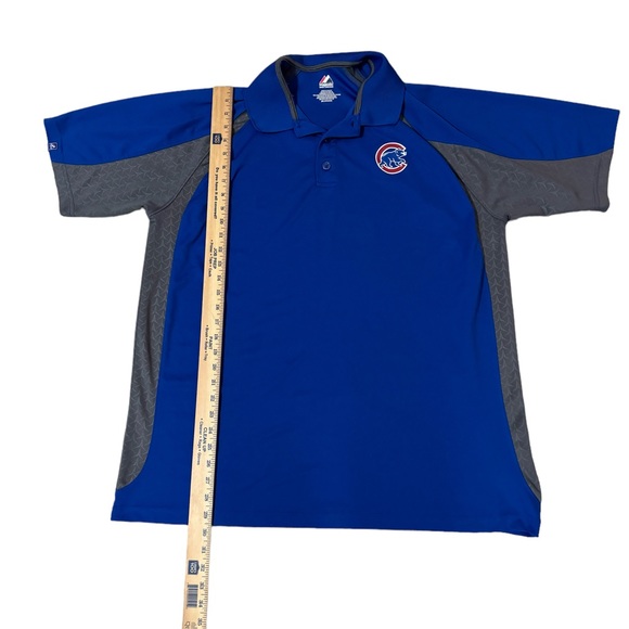 Majestic Chicago Cubs Polo Men’s 2XL MLB Baseball Short Sleeve Blue Gray - Picture 5 of 6